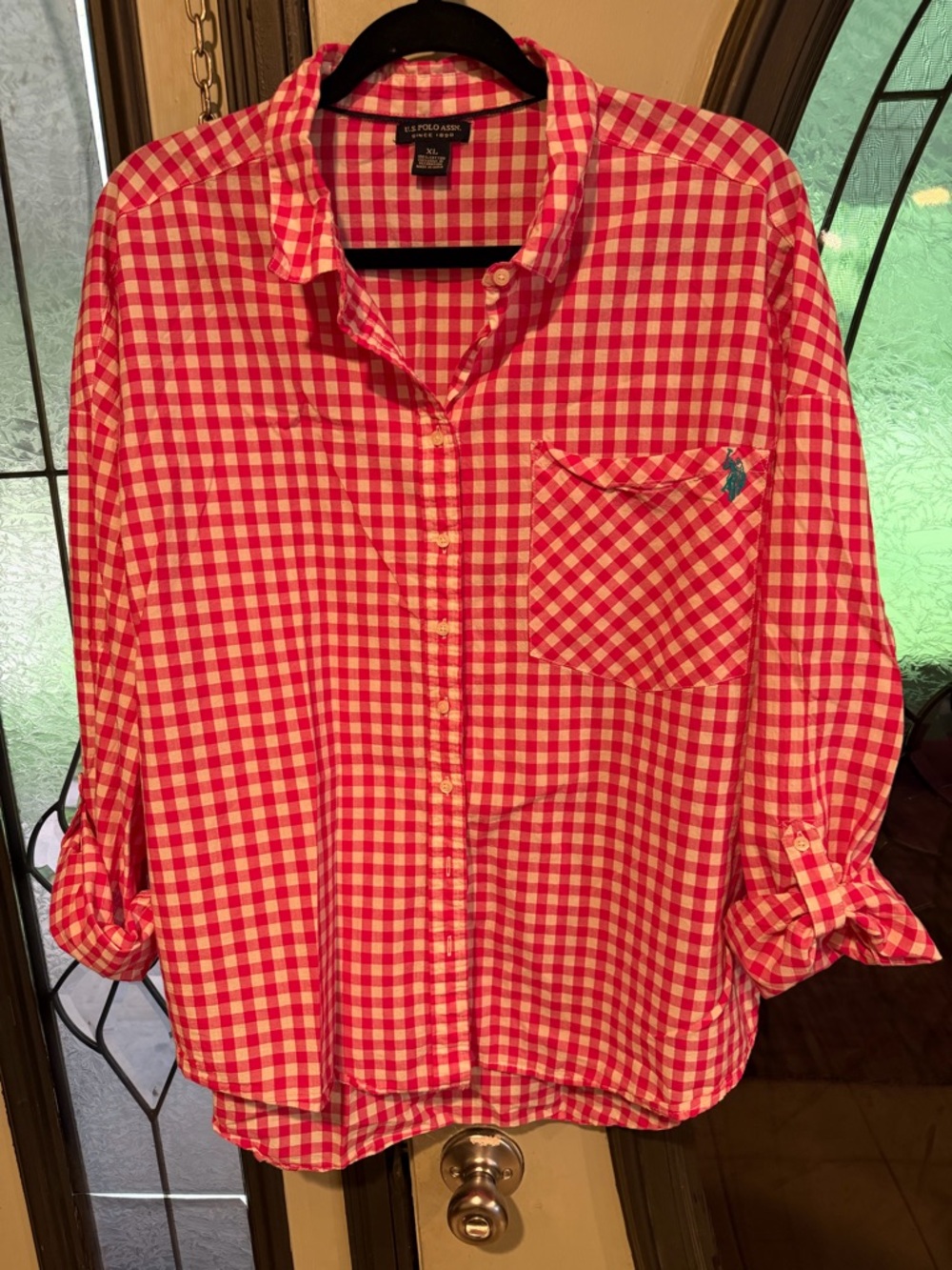 U.S. Polo Assn. Pink and White Gingham Shirt